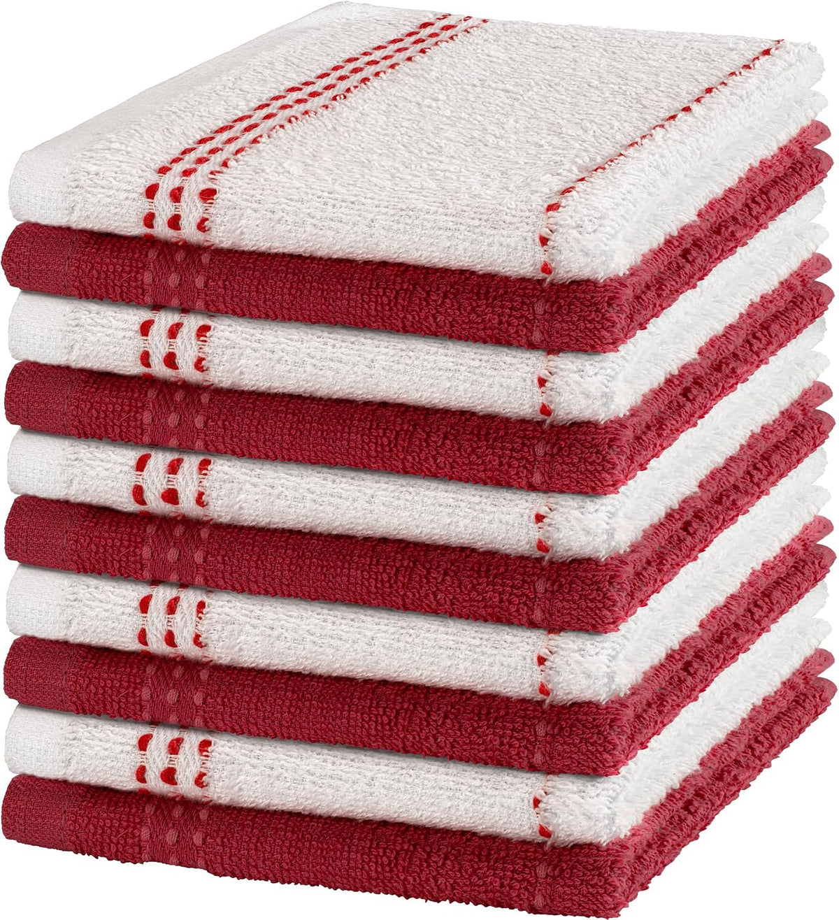 DecorRack 100% Cotton Kitchen Towels 12x12 in, Gray Set (Pack of 10)
