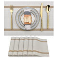 SLKQG Navy Blue Placemats Set of 6 - Easy Clean Washable Vinyl Placemats - Wipeable Heat Resistant Table Mats for Dining Table - 17x12 Inch (Navy Blue, 6)