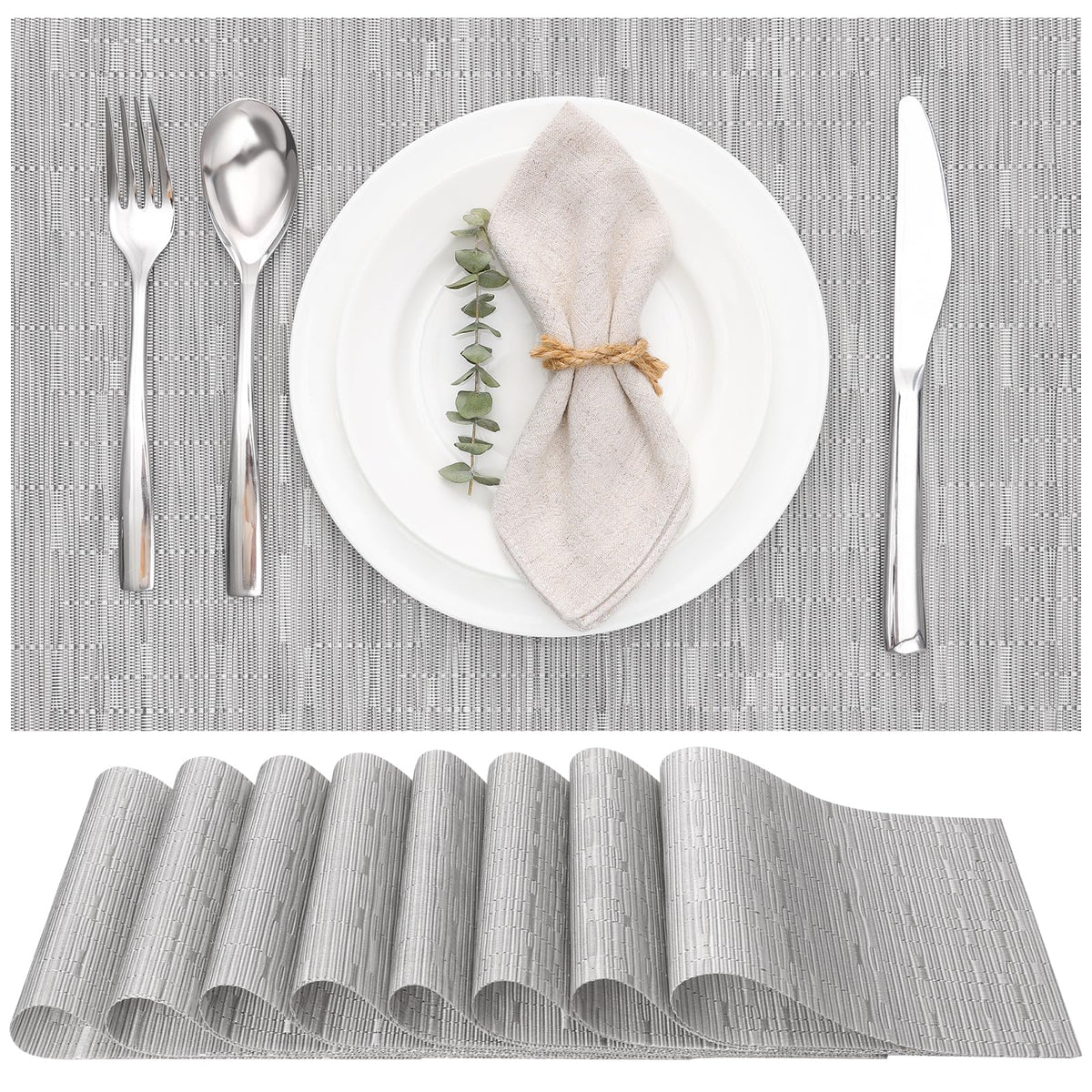 Myir JUN Black Placemats Set of 8 Kitchen and Dining Table Placemats