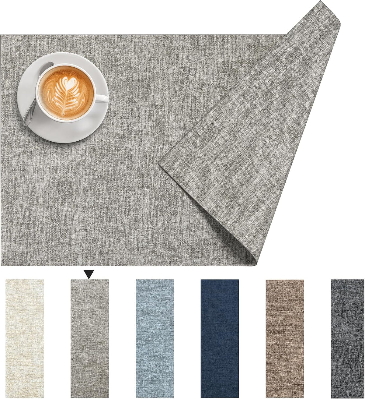 DOLOPL Placemats Set of 6, Reversible Faux Leather Place Mats, Grey