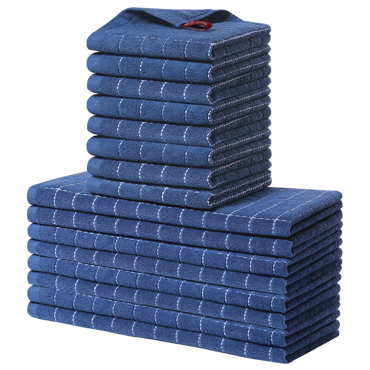 Homaxy Cotton Terry Kitchen Towels and Dishcloths Set of 8, Black