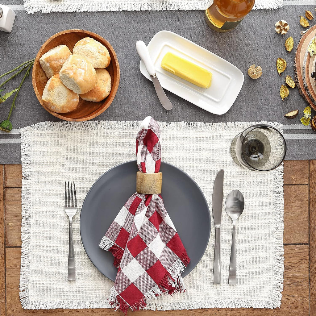 DII Linen Tabletop Collection Machine Washable, Placemat Set, 14.5x20.5, Cream, 4 Piece