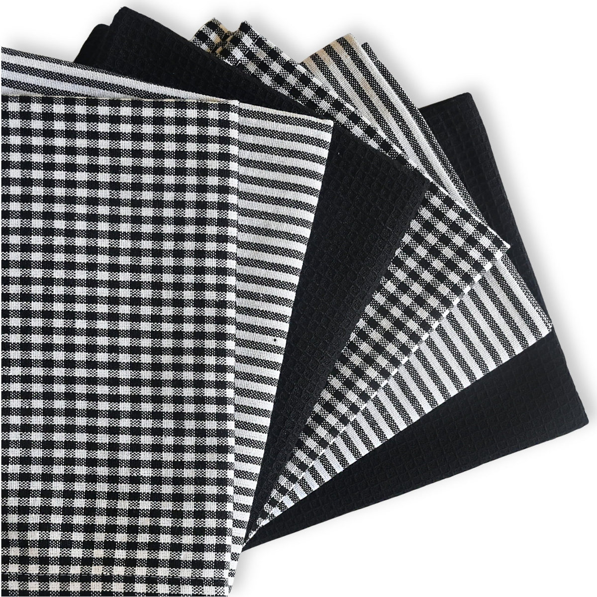 Cotton Dish Towels For Kitchen Drying - Highly Absorbent Light Gray Striped Gingham Plaid Tea Towels - 18"X28" Set Of 6 Farmhouse Linen Dishtowels In Bulk - Pano De Prato Para Cozinha - T Towles Towls