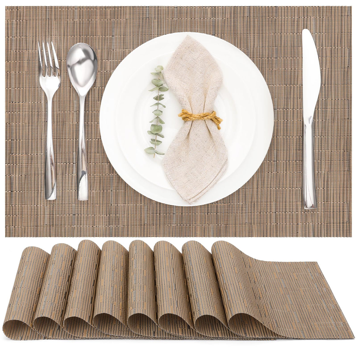 Myir JUN Black Placemats Set of 8 Kitchen and Dining Table Placemats