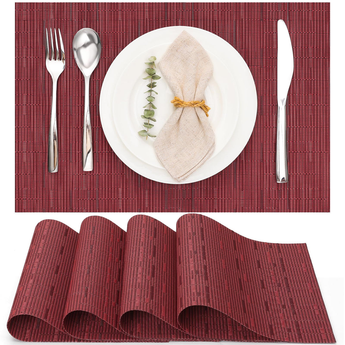 Myir JUN Black Placemats Set of 8 Kitchen and Dining Table Placemats