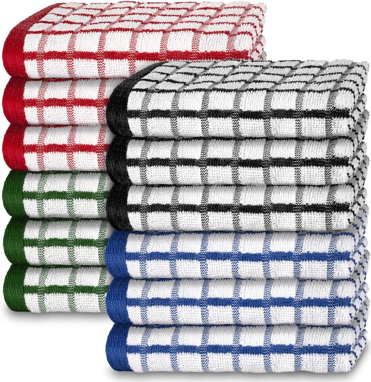 Premium Dish Towels for Kitchen, 8 Pack, 16x26 - 100% Cotton Kitchen Towels with Hanging Loop, Ultra Absorbent and Thick 410 GSM, Multicolor