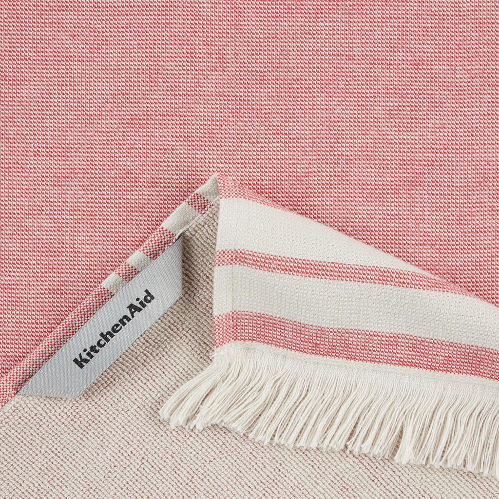 KitchenAid Vintage Stripe Kitchen Towels 8-Pack, Absorbent 100% Woven Cotton, Passion Red/Ivory, 17”x28”
