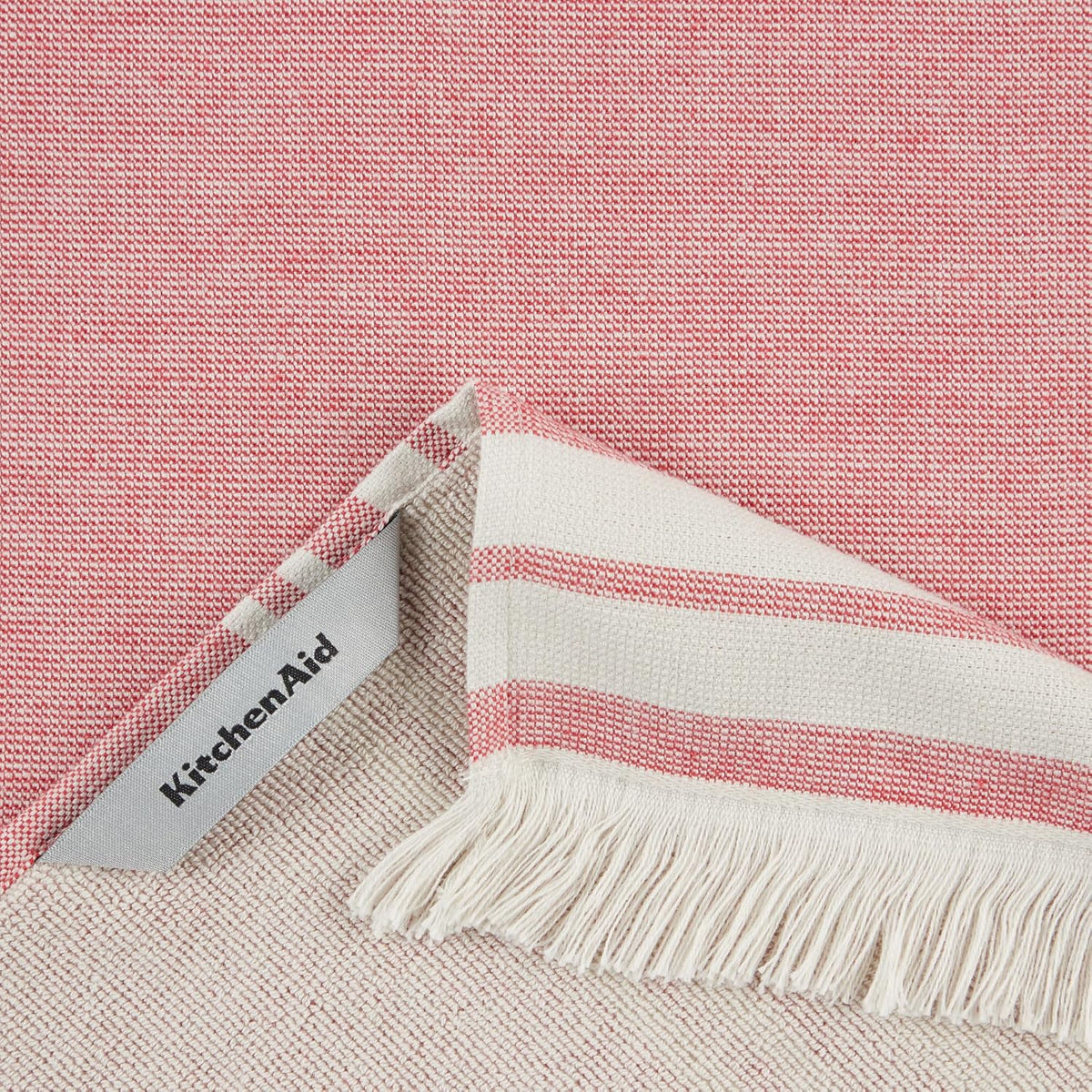 KitchenAid Vintage Stripe Kitchen Towels 8-Pack, Absorbent 100% Woven Cotton, Passion Red/Ivory, 17”x28”