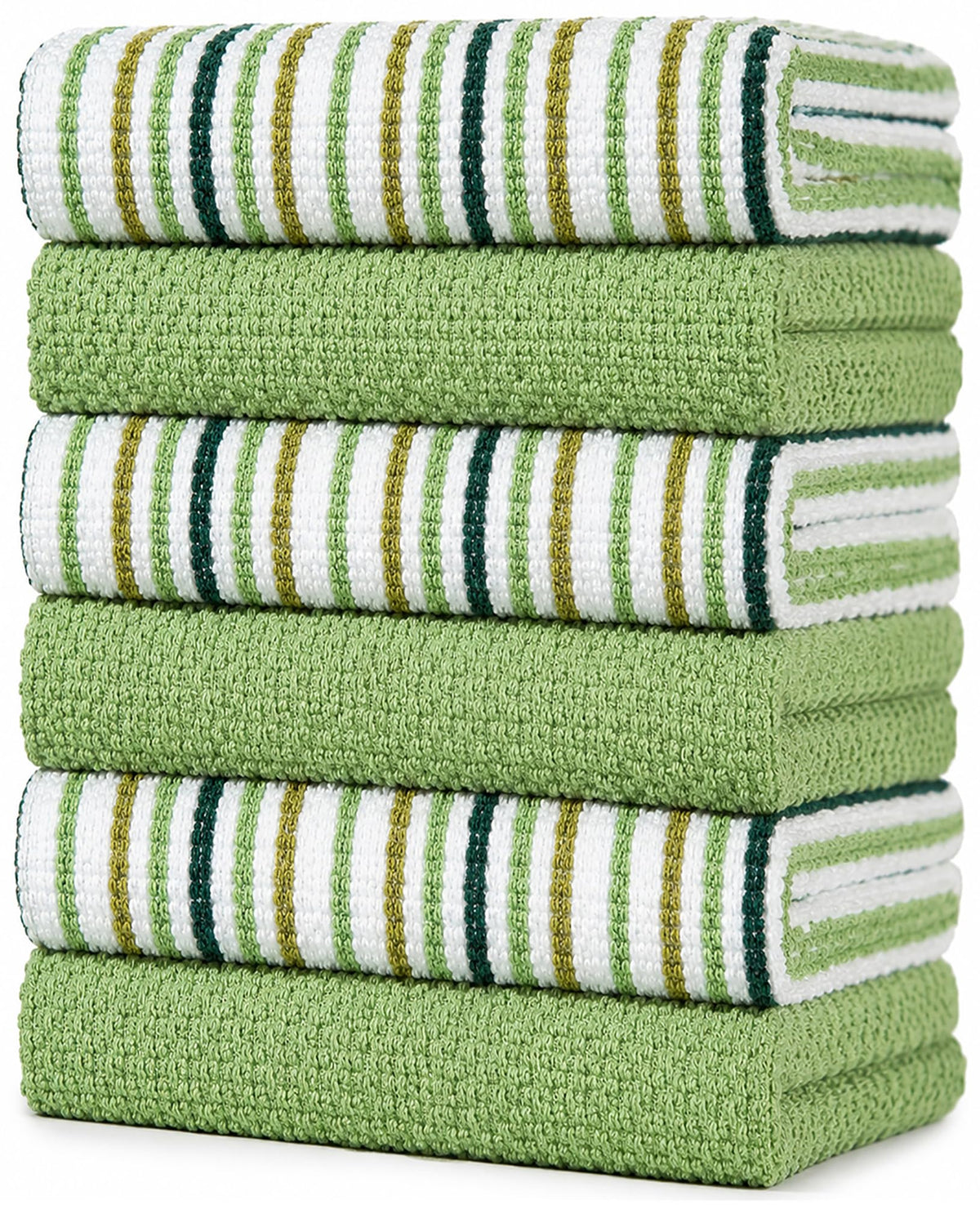 Bumble Kitchen Towels 6 Pack 100% Cotton 16"x26" - Tan Wide Stripe