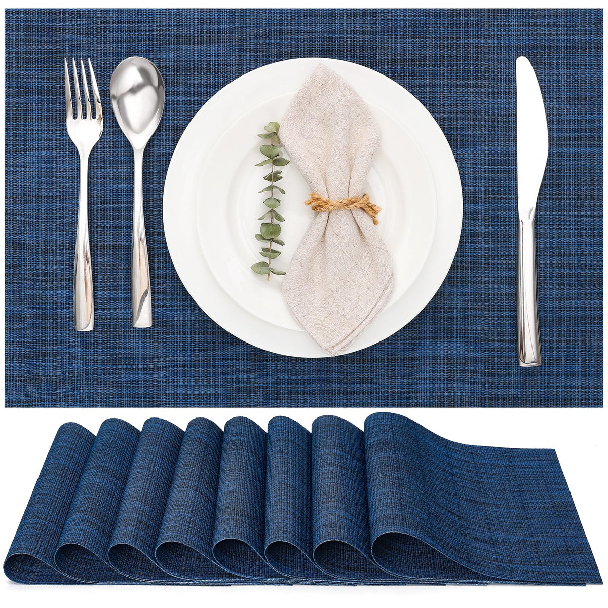 Myir JUN Black Placemats Set of 8 Kitchen and Dining Table Placemats