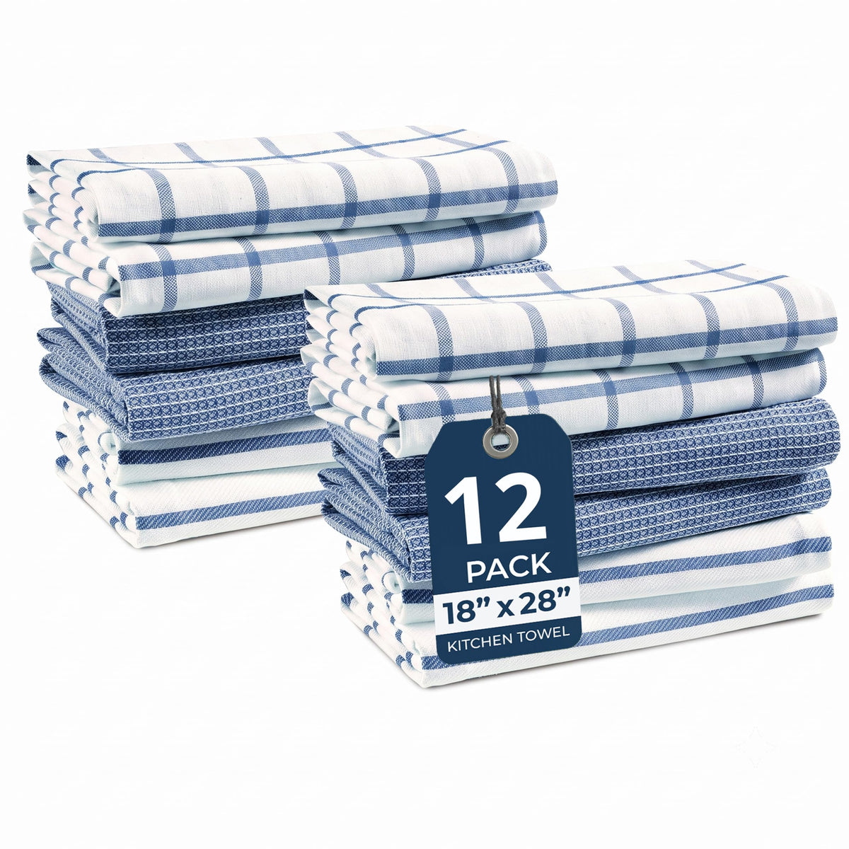 LANE LINEN 100% Cotton Kitchen Dish Cloths, Ultra Soft Absorbent Quick Drying Dish Towels, Multiweave Wash Cloths Dish Towel Sets, 13x28 Inches, 4 Pack - Grey