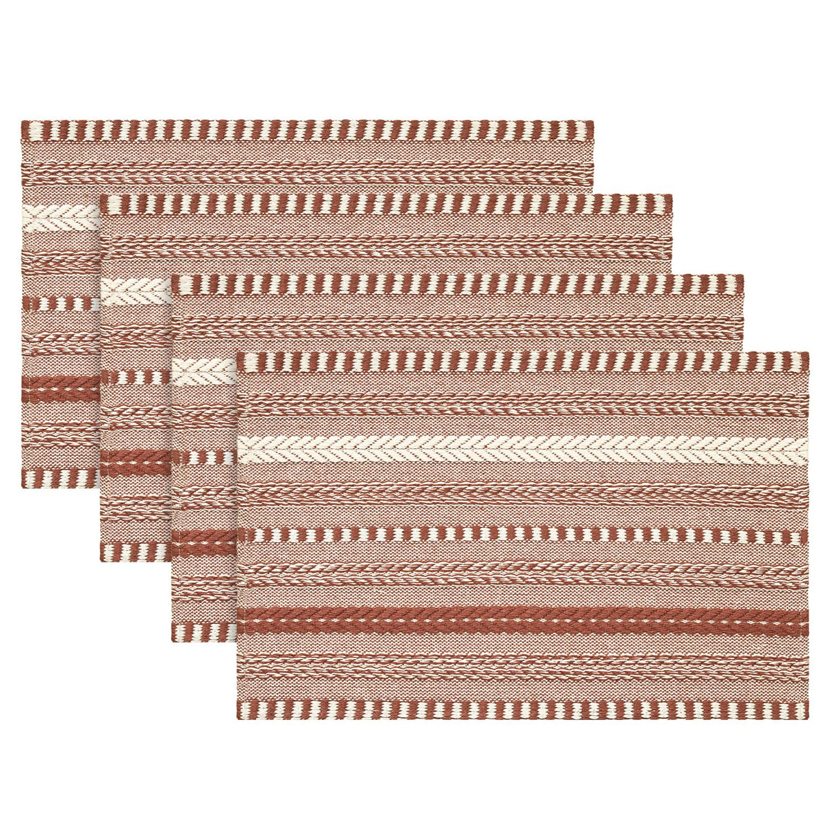 Artoid Mode Caramel Woven Braided Stripe Placemats Set of 4-12x18 Inch