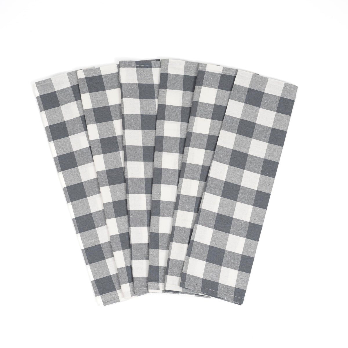 Aqua 6 Pack Large Cotton Tea Towels - 30" x 20" with Hanging Loop - Highly Absorbent, Lint-Free, Washable Teal Kitchen Towels - Plaid Pattern