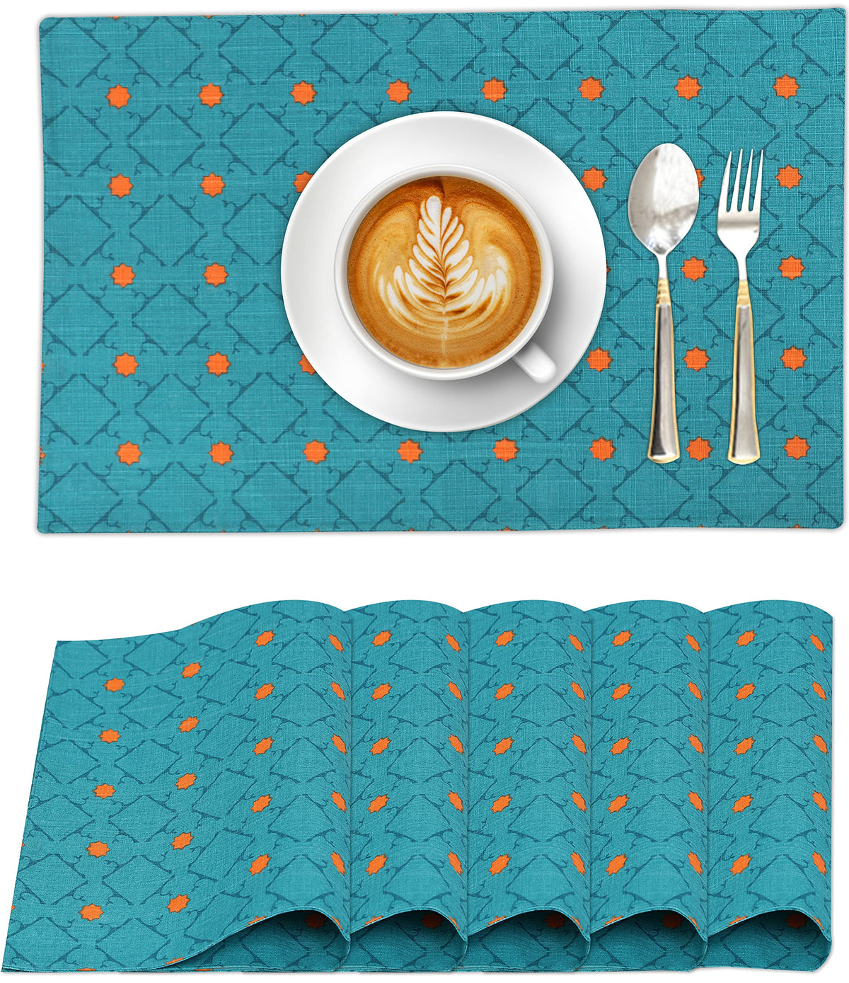 Ruvanti Placemats Set of 6, 100% Cotton Place Mats of 13"x19", Multi Stripe