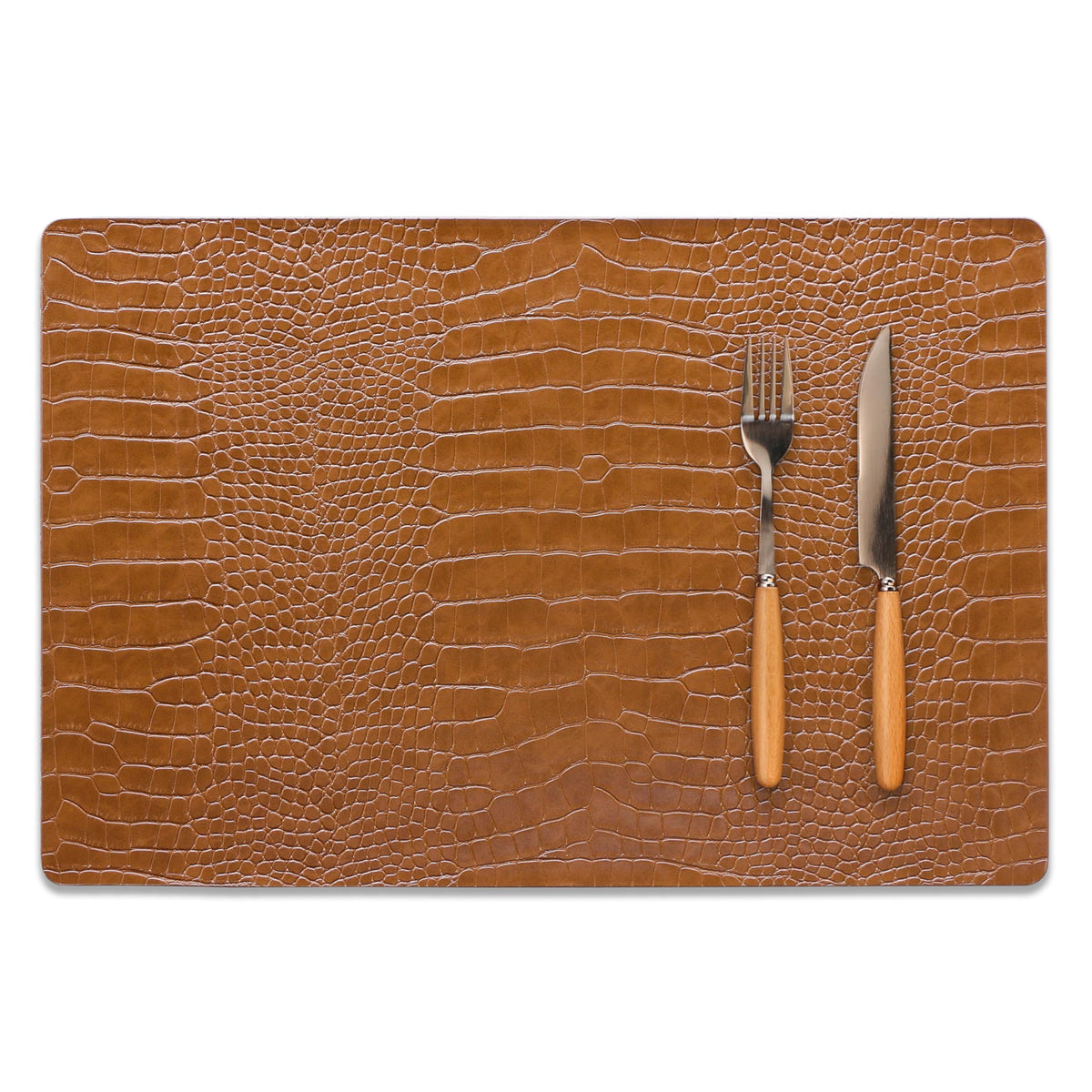 Set of 4 Faux Leather Placemats, PU Table Mats, Waterproof, Stain Resistant, Heat Resistant, Easy to Clean for Kitchen Dining Table,Conference Table