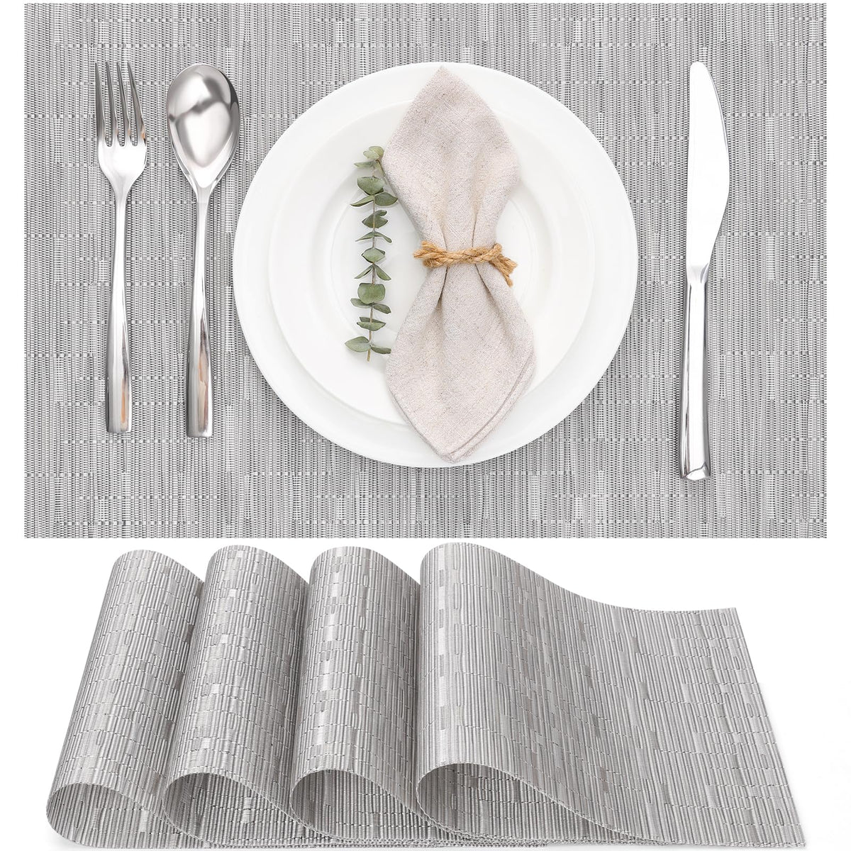 Myir JUN Black Placemats Set of 8 Kitchen and Dining Table Placemats
