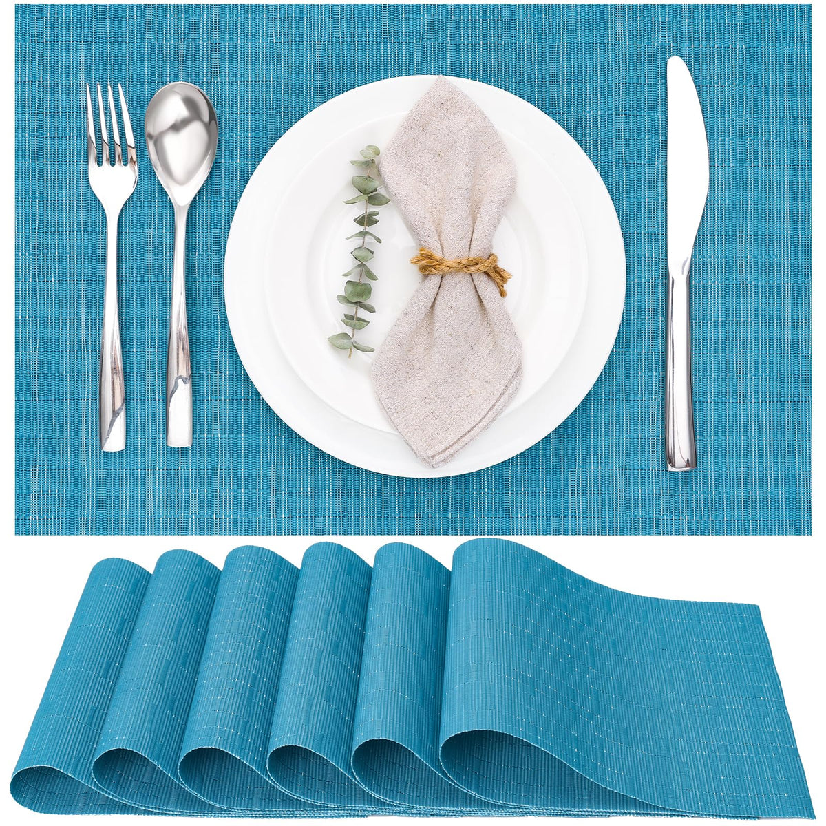 Myir JUN Black Placemats Set of 8 Kitchen and Dining Table Placemats