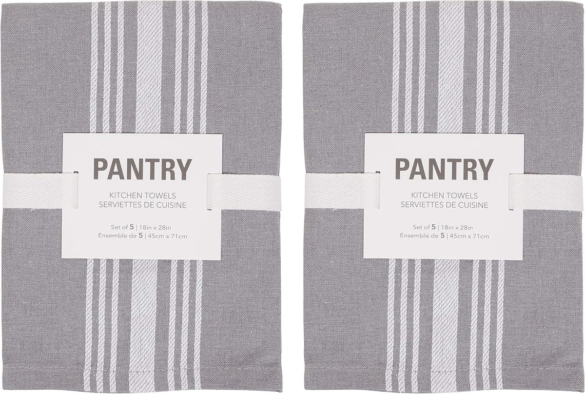 KAF Home Soho Kitchen Dish Towels - Set of 10, 18 x 28 Inch (Gray)