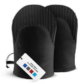 Silicone Mini Oven Mitts - Black Set of 2 - Heat Resistant to 536 F / 280 C Kitchen Gloves Professional Grade Pot Holders for Cooking Baking