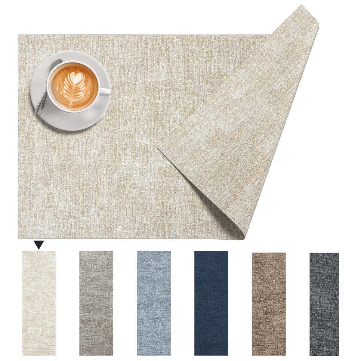 DOLOPL Placemats Set of 6, Reversible Faux Leather Place Mats, Grey