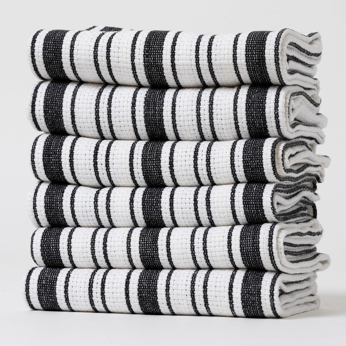 Kitchen Towels Set – Pack of 6 (20’’ x 30’’) Extra Large Premium Cotton Dish Towels for Kitchen – Chain Stripe Towels – Absorbent – 100% Cotton – with Hanging Loop – Beige