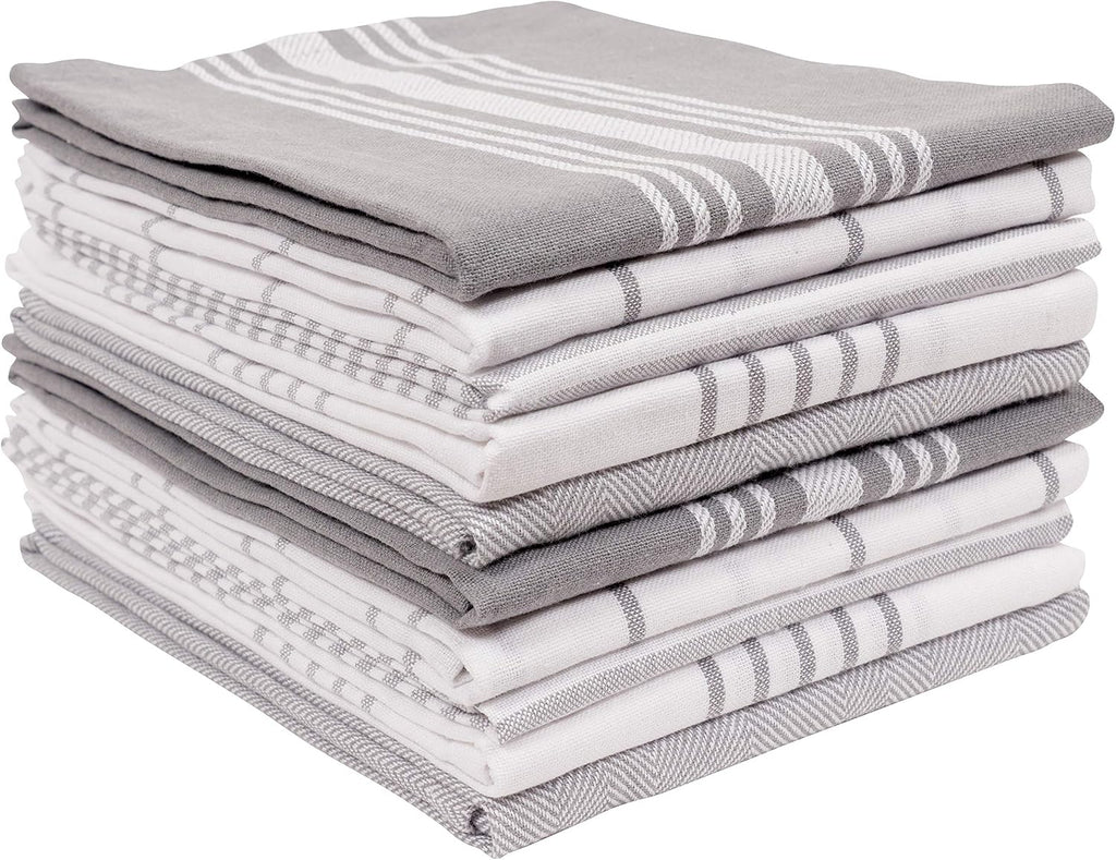 KAF Home Soho Kitchen Dish Towels - Set of 10, 18 x 28 Inch (Gray)