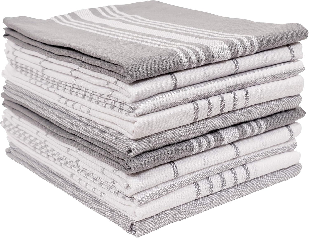 KAF Home Soho Kitchen Dish Towels - Set of 10, 18 x 28 Inch (Gray)