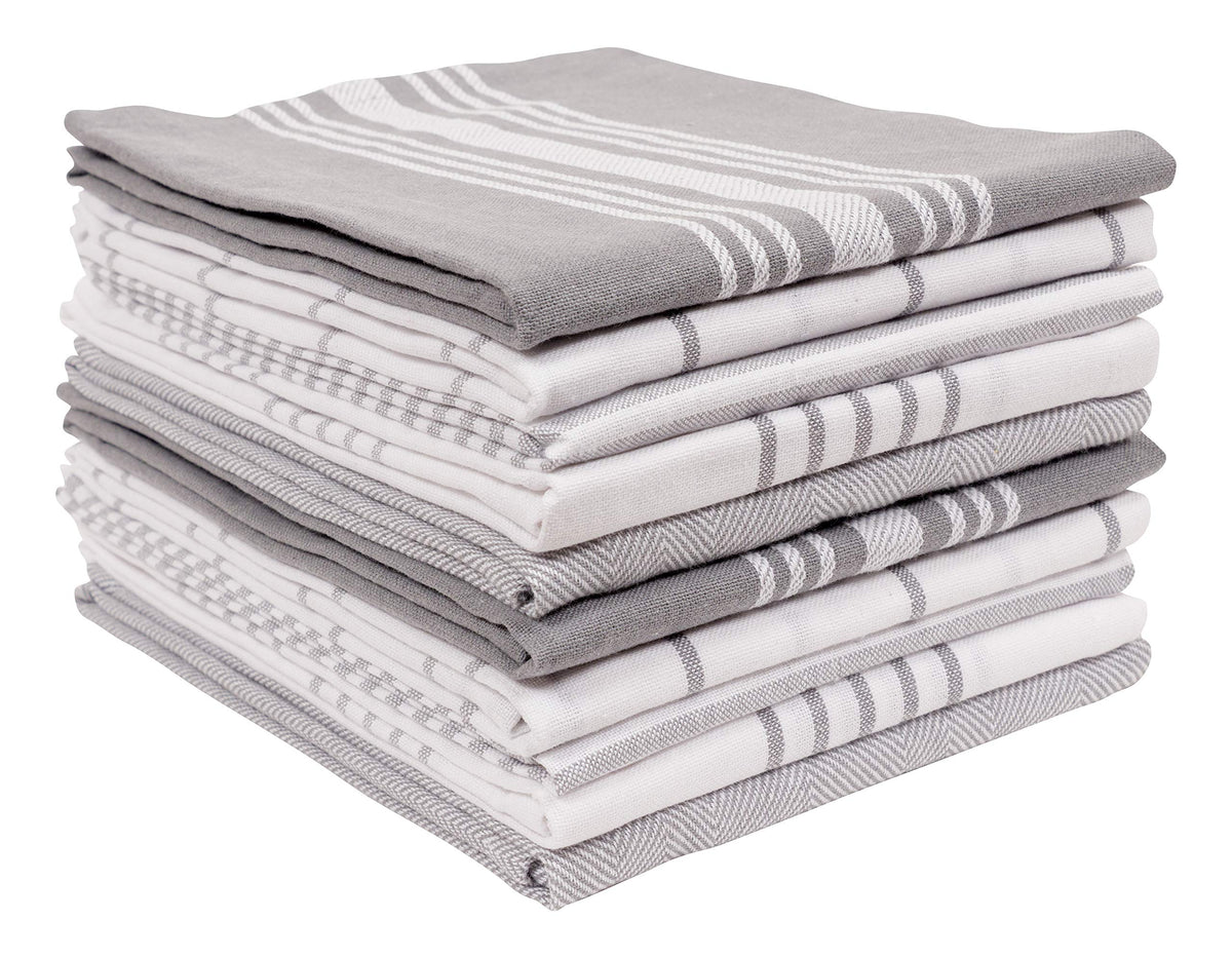 KAF Home Soho Kitchen Dish Towels - Set of 10, 18 x 28 Inch (Gray)