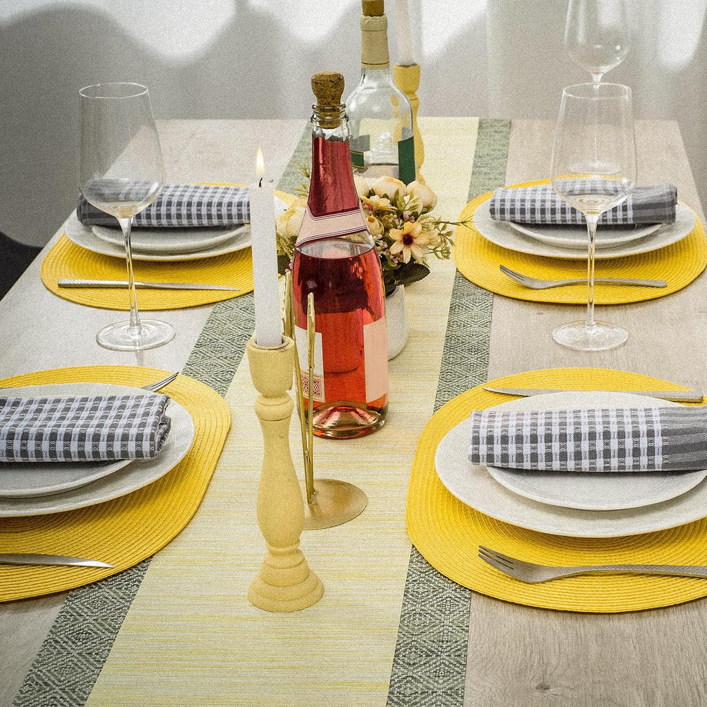 AHHFSMEI Placemats Set of 8 for Dining Table Washable Woven Non-Slip 18x12 inches Placemat Heat-Resistant Durable Table Mats for Dining Table Easy to Clean (Yellow, 8)