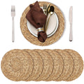 Kochorie Set of 6 Round Woven Placemats - 12 Inch Natural Boho Rattan Wicker Table Mats for Home Dining Table
