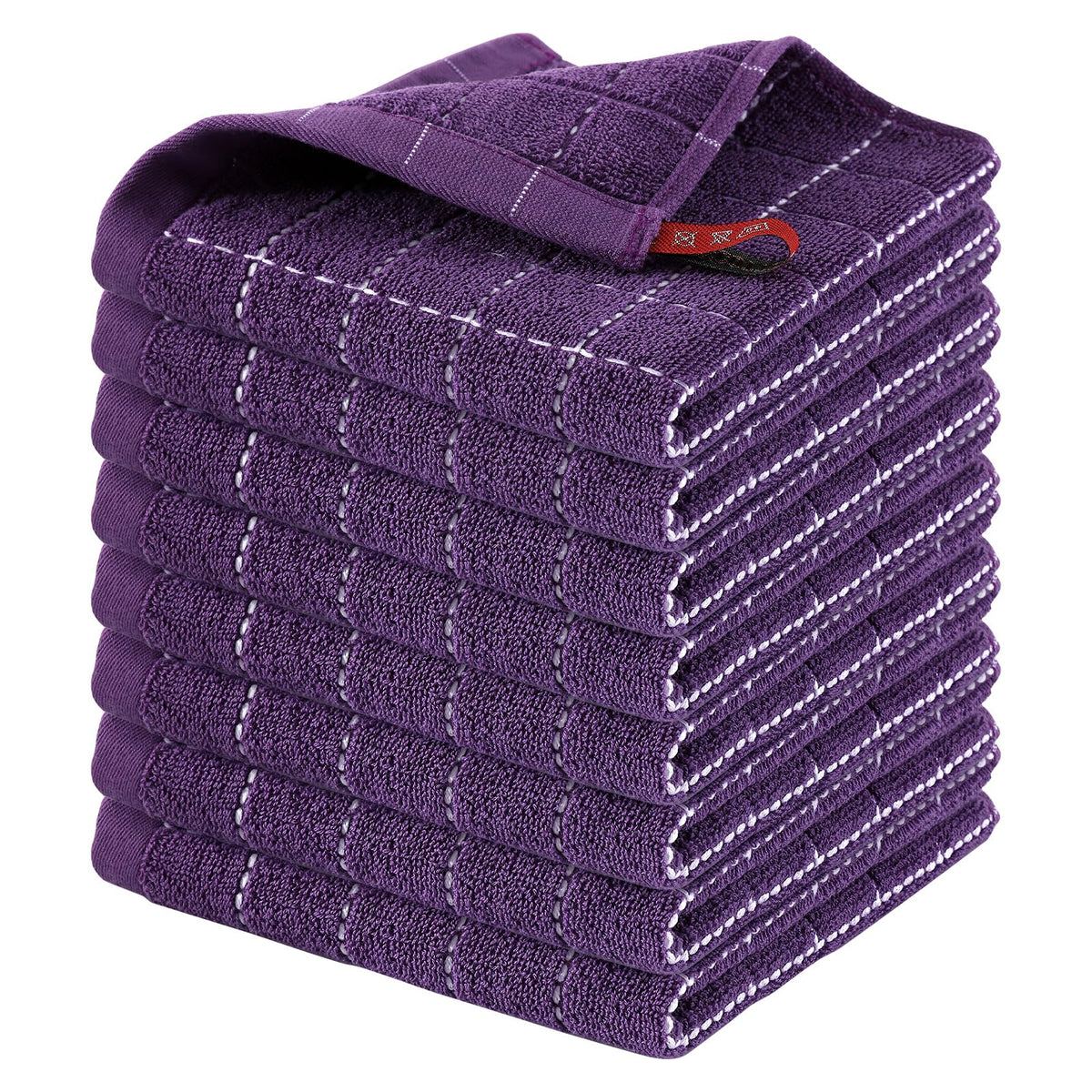 Homaxy 100% Cotton Terry Kitchen Towels, 4 Pack, Black