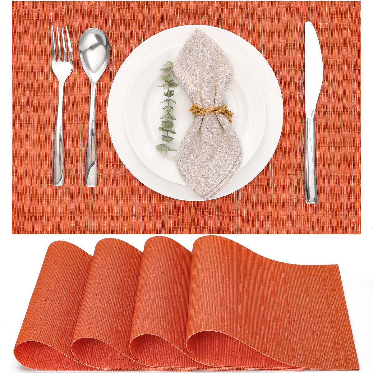 Myir JUN Black Placemats Set of 8 Kitchen and Dining Table Placemats