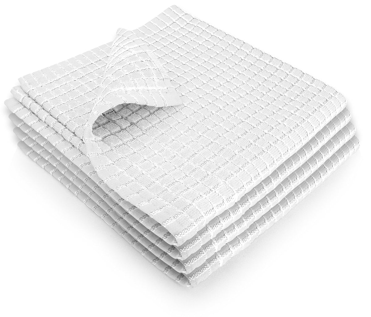 Fecido Classic Kitchen Dish Towels with Hanging Loop - Heavy Duty Absorbent Dish Clothes - European Made 100% Cotton Tea Towels - Set of Two, Red