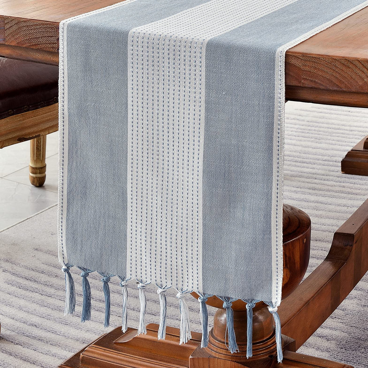 Wracra Linen Placemats, 12 x 18 Inch Set of 4 Placemats, Farmhouse Macrame Place Mats for Kitchen Table and Heat Resistant-Hemstitch Light Coffee 4PCS