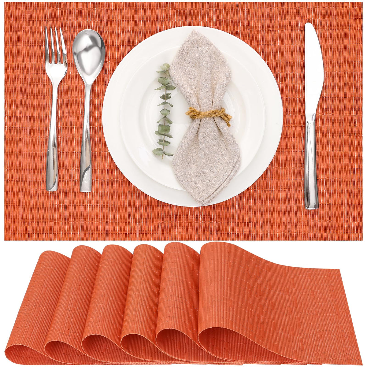 Myir JUN Black Placemats Set of 8 Kitchen and Dining Table Placemats