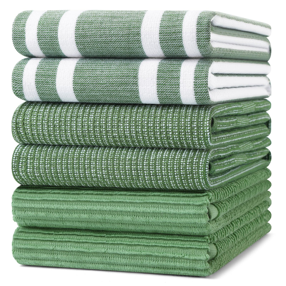Homaxy Cotton 380 GSM Premium Kitchen Towels, 18"x 28", 6 Pack, Khaki