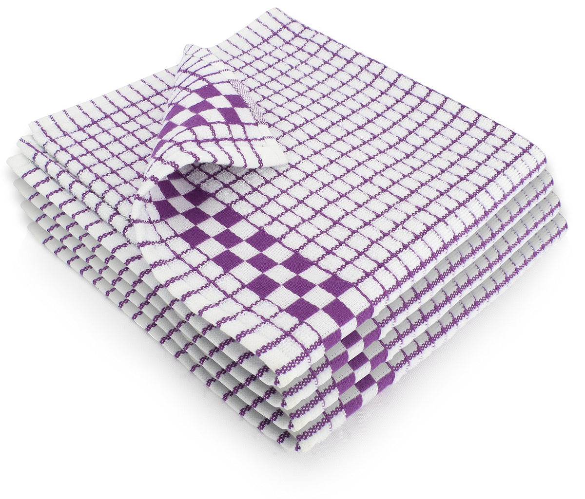 Fecido Classic Kitchen Dish Towels with Hanging Loop - Heavy Duty Absorbent Dish Clothes - European Made 100% Cotton Tea Towels - Set of Two, Red
