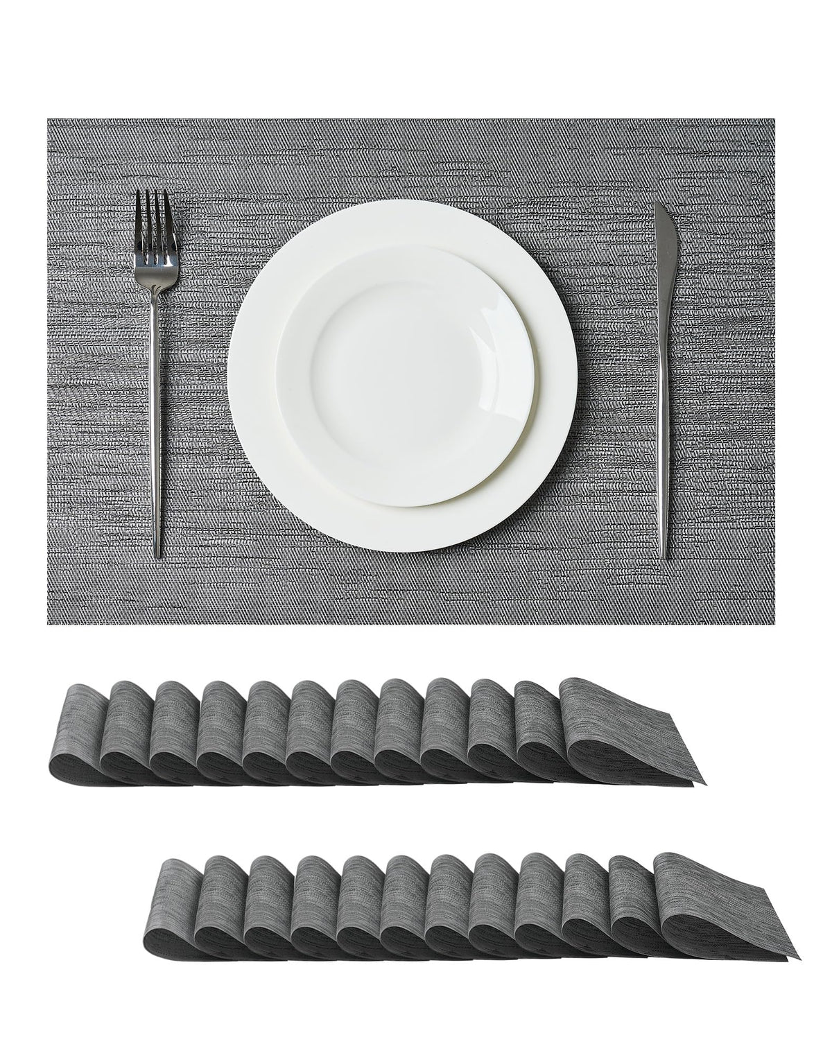 Beige White Placemats Set of 4 - Heat Resistant Non-Slip Place mats for Dining Table, Washable Durable PVC Vinyl Woven Table Mats(Beige White, 4)
