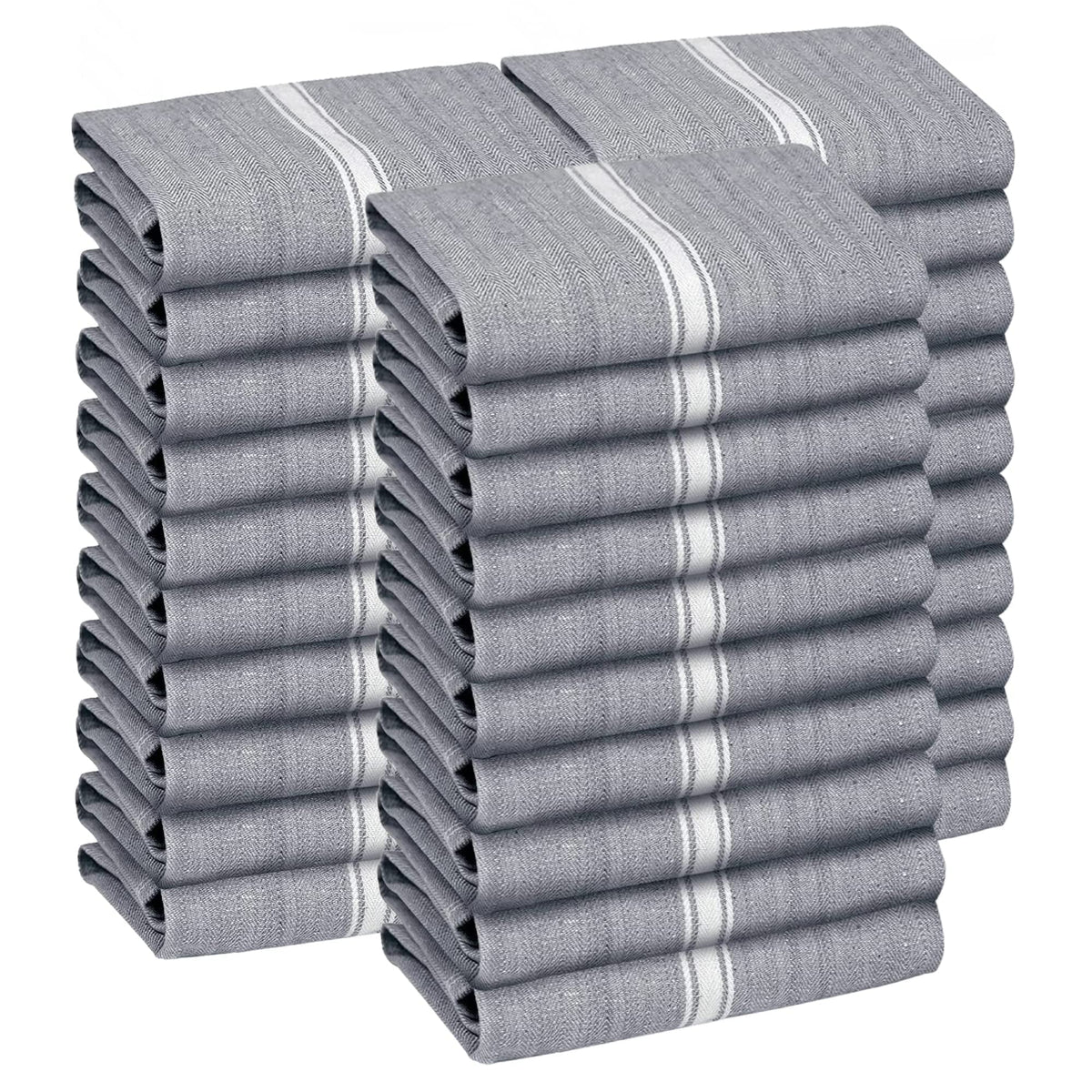 Zeppoli Classic Kitchen Towels - 15 Pack 100% Natural Cotton Towel Set, Reusable Wash Cloths, Absorbent Dish Towels, Machine Washable Hand Towels, Kitchen Essentials - 14” by 25” - Black