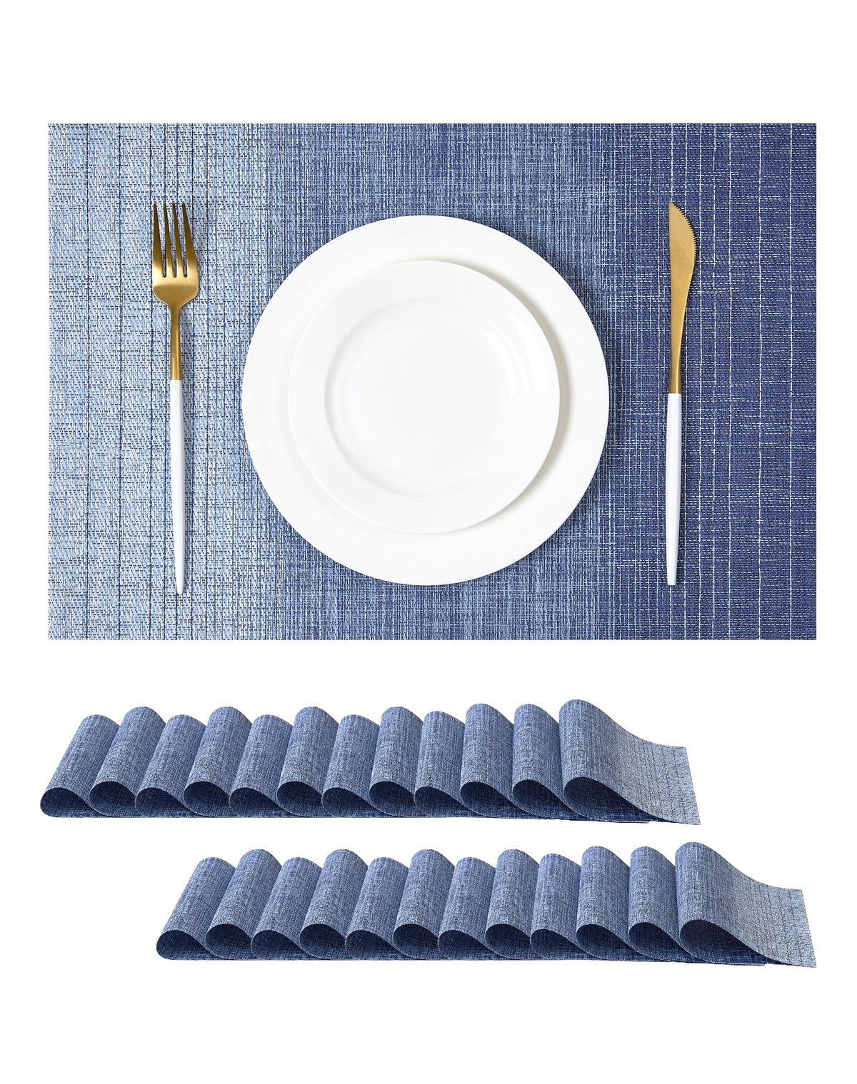Beige White Placemats Set of 4 - Heat Resistant Non-Slip Place mats for Dining Table, Washable Durable PVC Vinyl Woven Table Mats(Beige White, 4)
