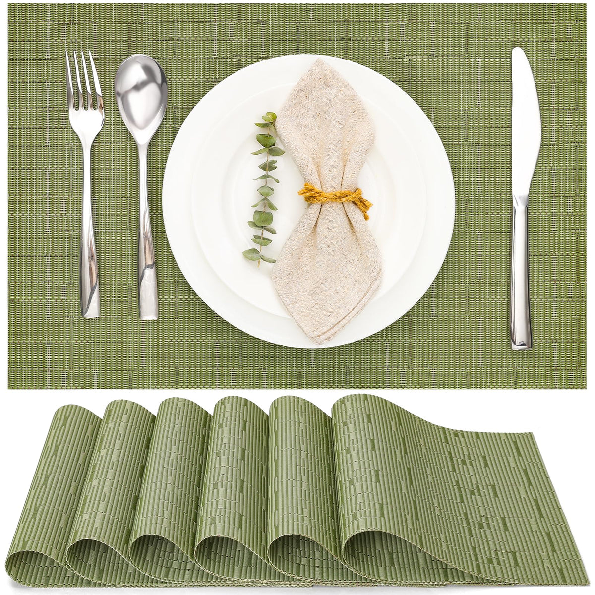 Myir JUN Black Placemats Set of 8 Kitchen and Dining Table Placemats