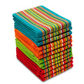 COTTON CRAFT Salsa Stripe Kitchen Towels - 12 Pack 100% Cotton Dish Cloth