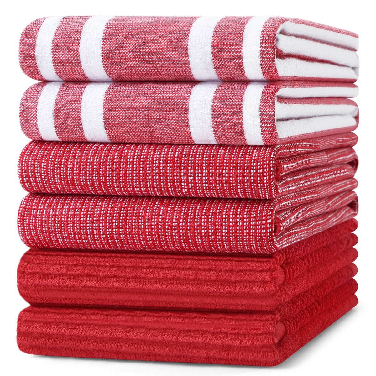 Homaxy Cotton 380 GSM Premium Kitchen Towels, 18"x 28", 6 Pack, Khaki