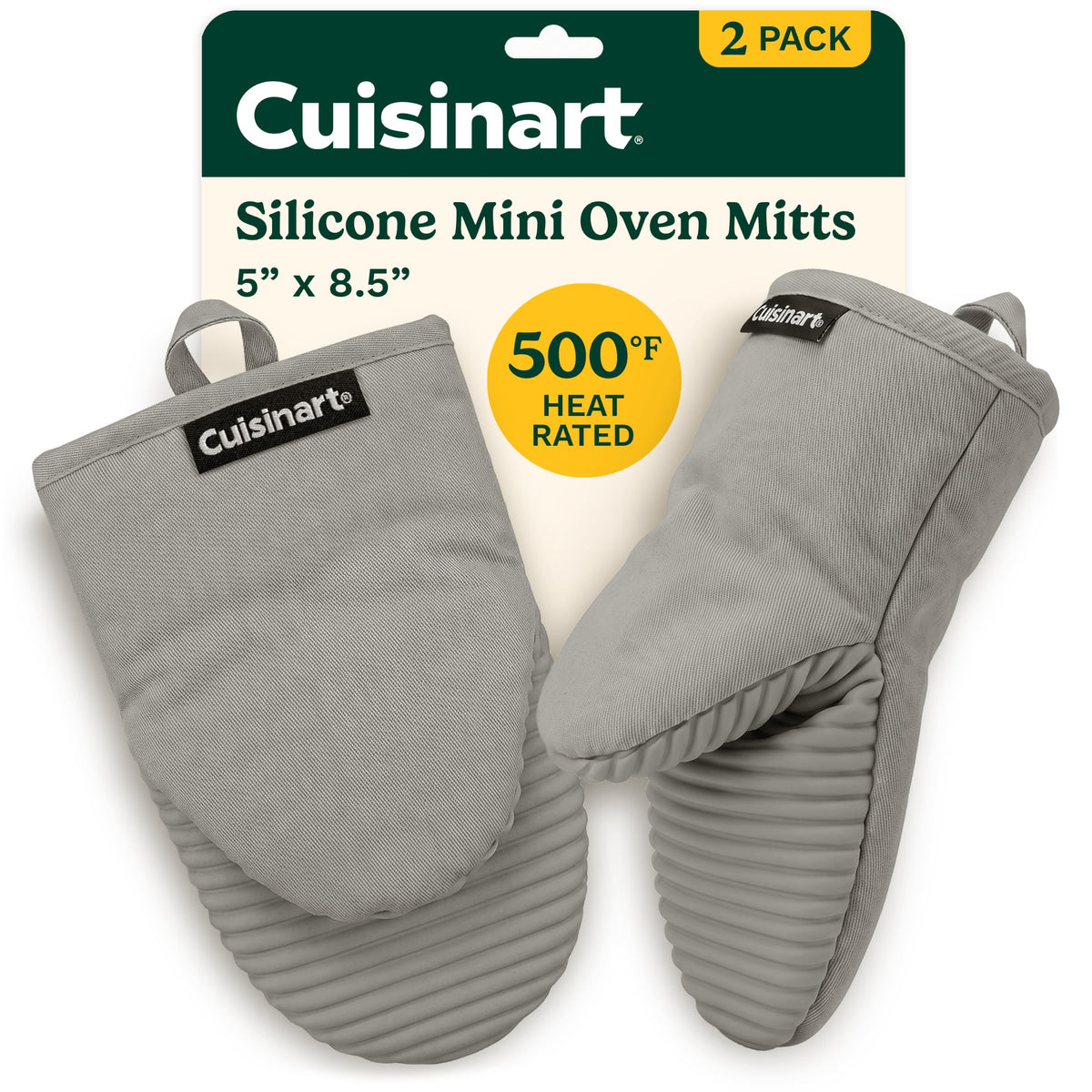 Cuisinart Mini Oven Mitts, 2-Pack 5"x8.5", Heat Resistant 500F