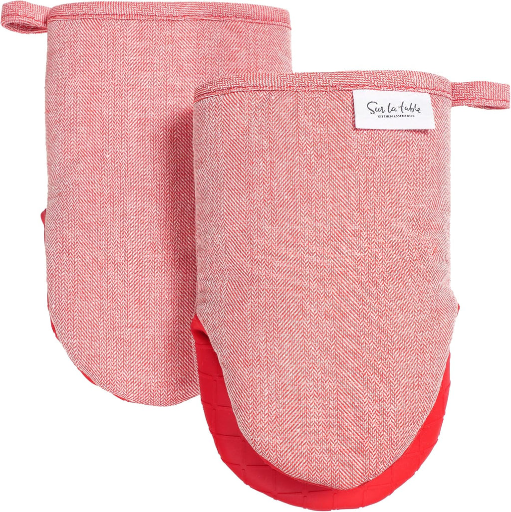 Sur La Table Kitchen Essentials Set of 2 Silicone Mini Oven Mitts, Heat Resistant to 550°F (Navy)