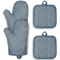 Oven Mitts and Pot Holders, Silicone Oven Gloves, 500 F Heat Resistant Oven Mitts Sets, Non-Slip Silicone Textured Grip, Blue