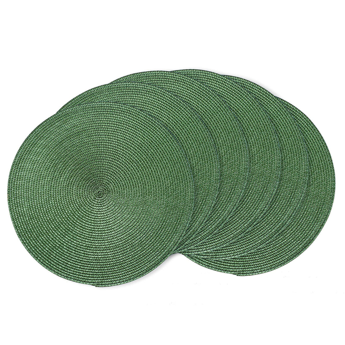 AHHFSMEI Round Placemats Set of 6 Heat Resistant Washable Non-Slip Woven Braided Table Mats for Dining Table Kitchen & Home Decor (Black)