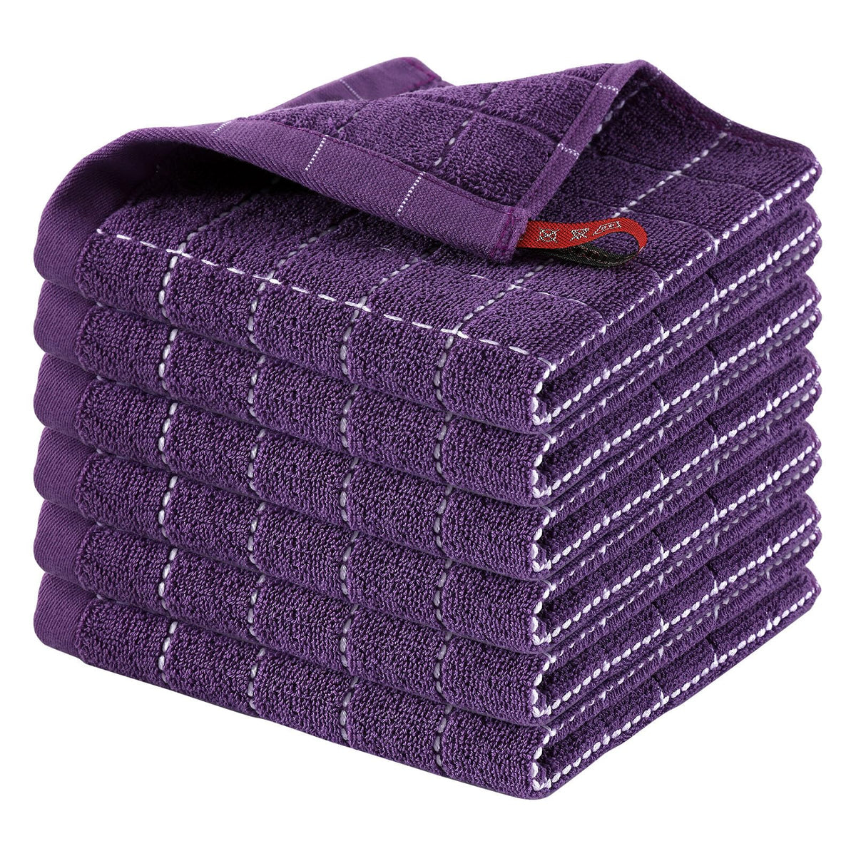 Homaxy 100% Cotton Terry Kitchen Towels, 4 Pack, Black