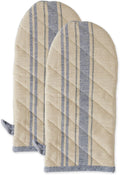 DII French Stripe, Kitchen Collection, Oven Mitts, Nautical Blue, 2 Count