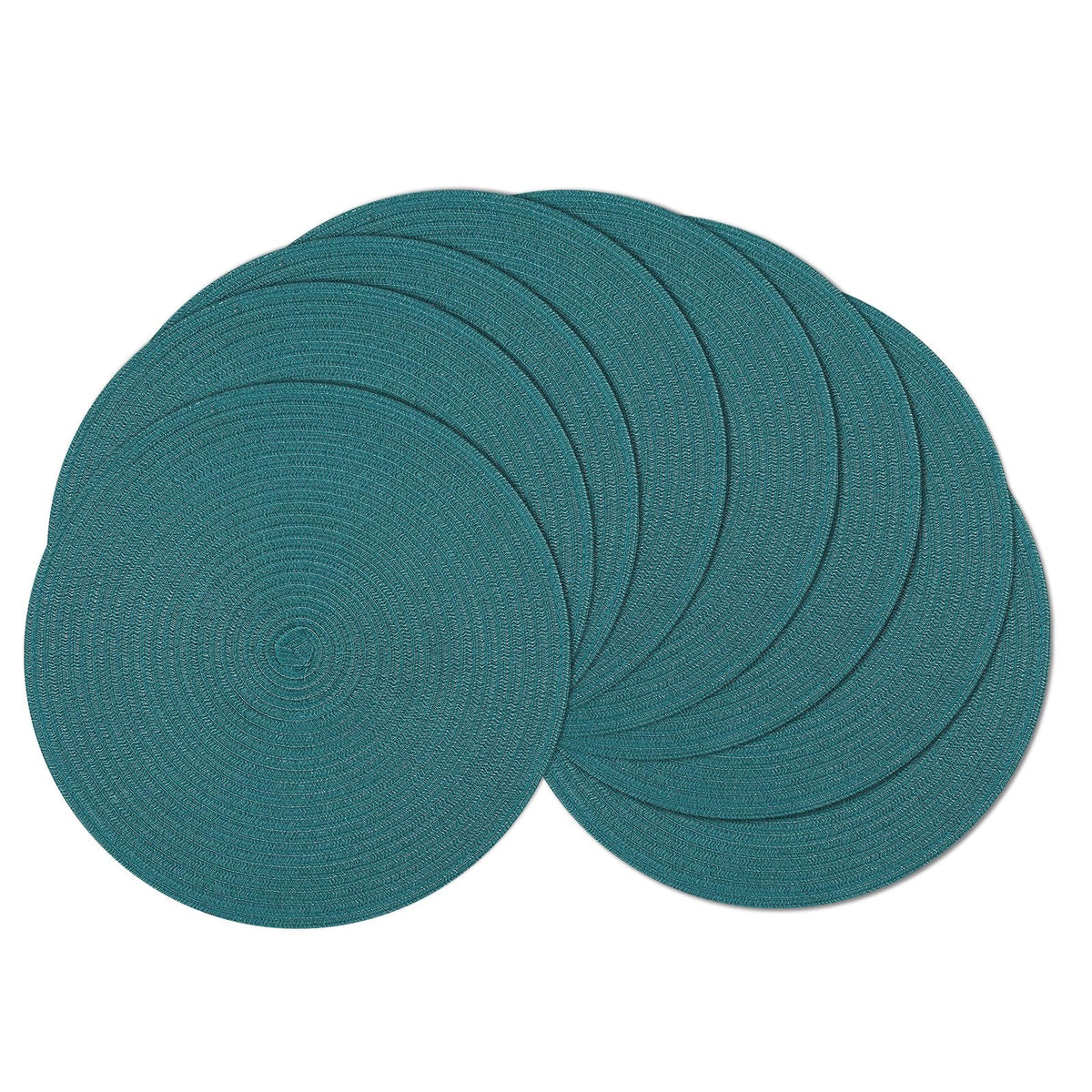 SHACOS Round Braided Placemats Set of 4 Washable Place Mats for Dining Tables 15 inch Non Slip Kitchen Table Mats (Beige, 4)